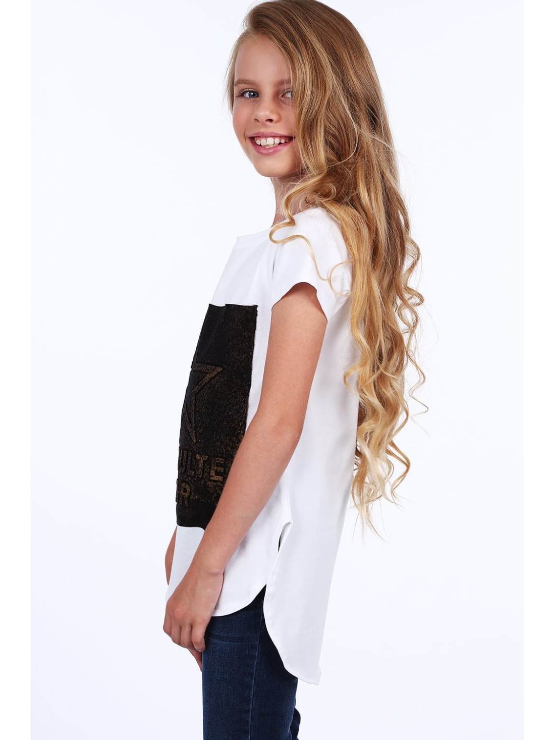 Tricou fete cu spatele mai lung, alb NDZ8209 - Magazin online - Boutique